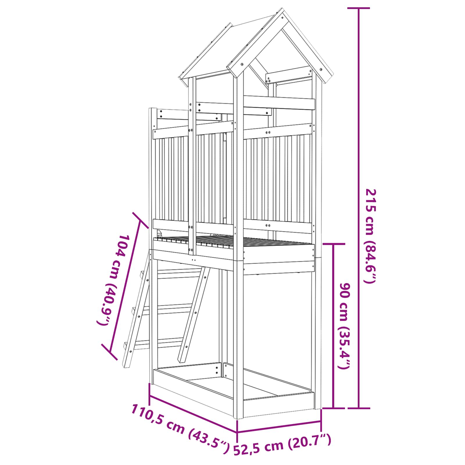 Torre da Gioco Marrone Legno Impregnato Solido | homemem39