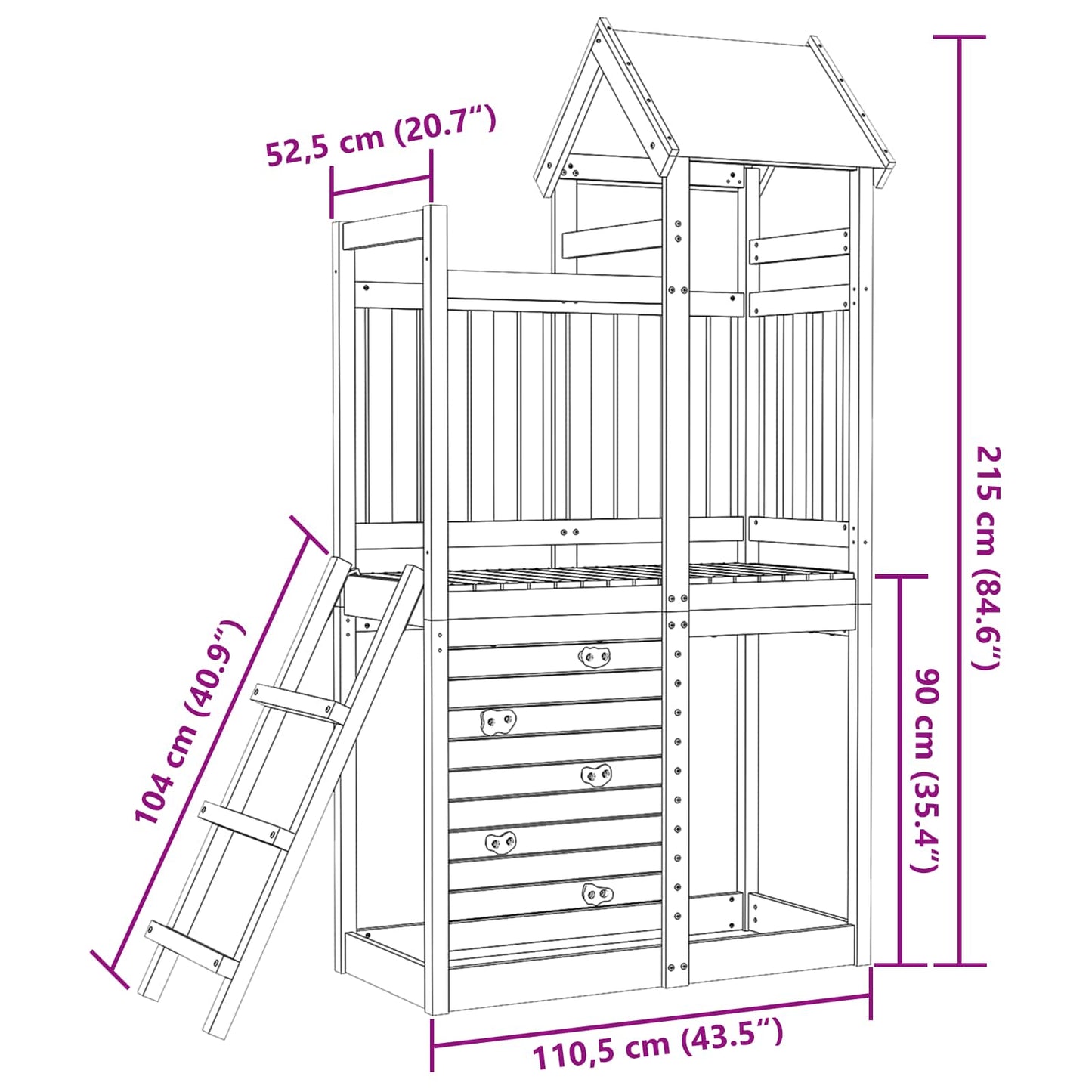 Torre da Gioco Marrone Legno Massello di Douglas