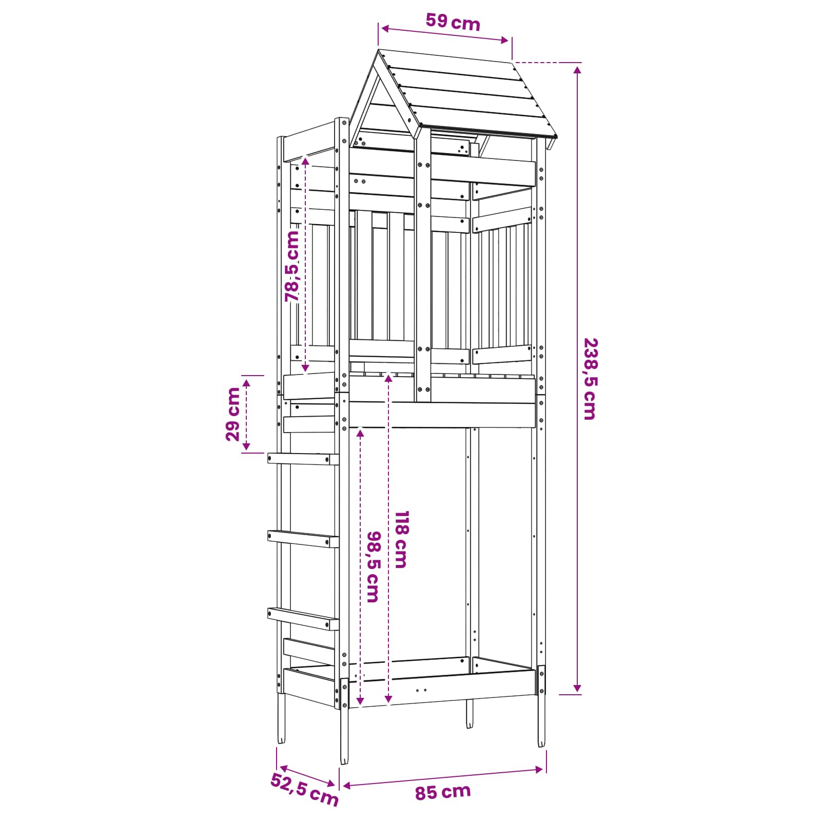 Torre da Gioco Marrone Legno Impregnato Solido | homemem39