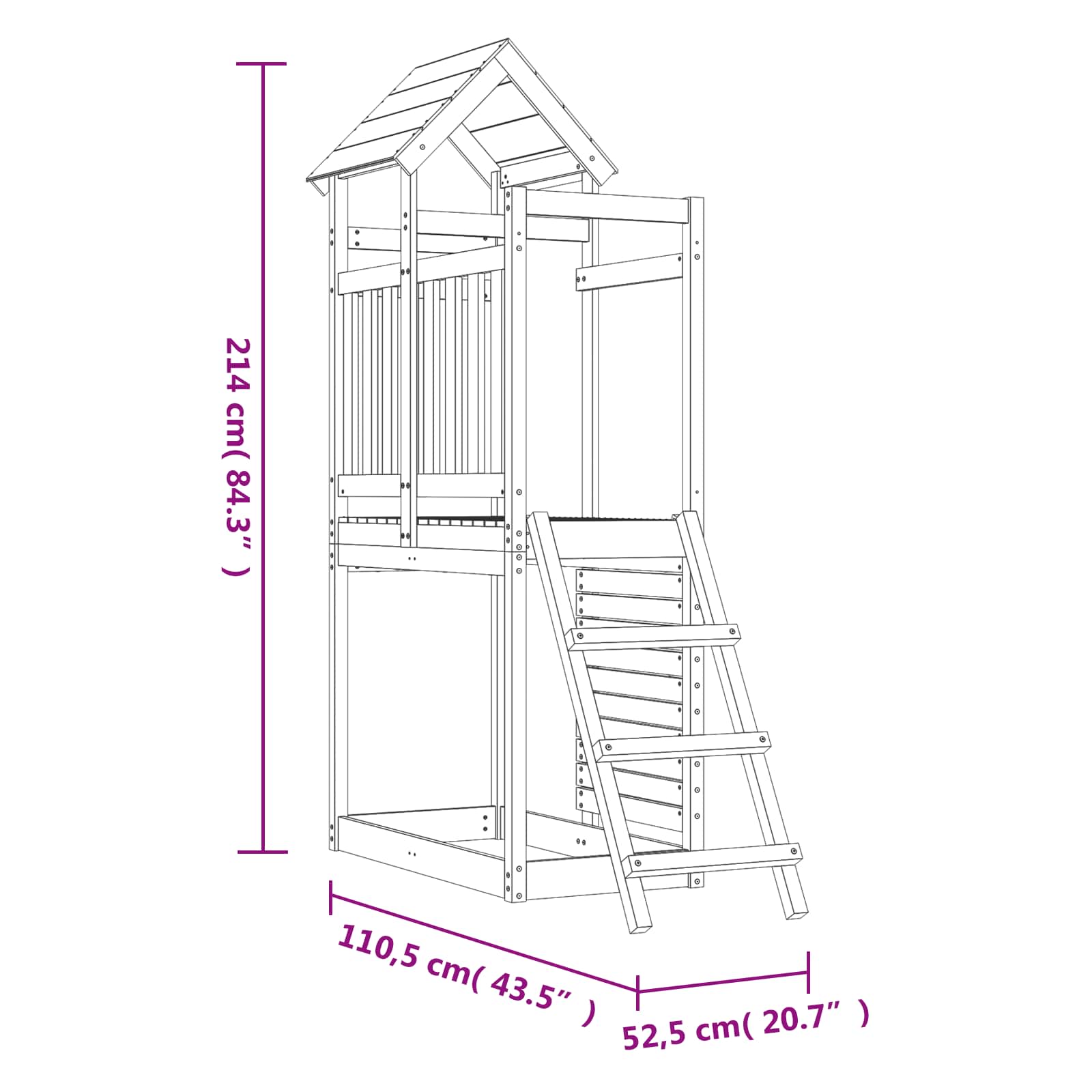 Torre da Gioco Marrone 110,5 x 52,5 x 214 cm Pino massello | homemem39
