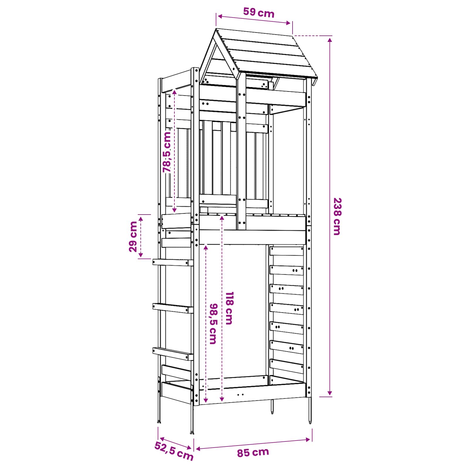 Torre da Gioco Marrone Legno Impregnato Solido | homemem39