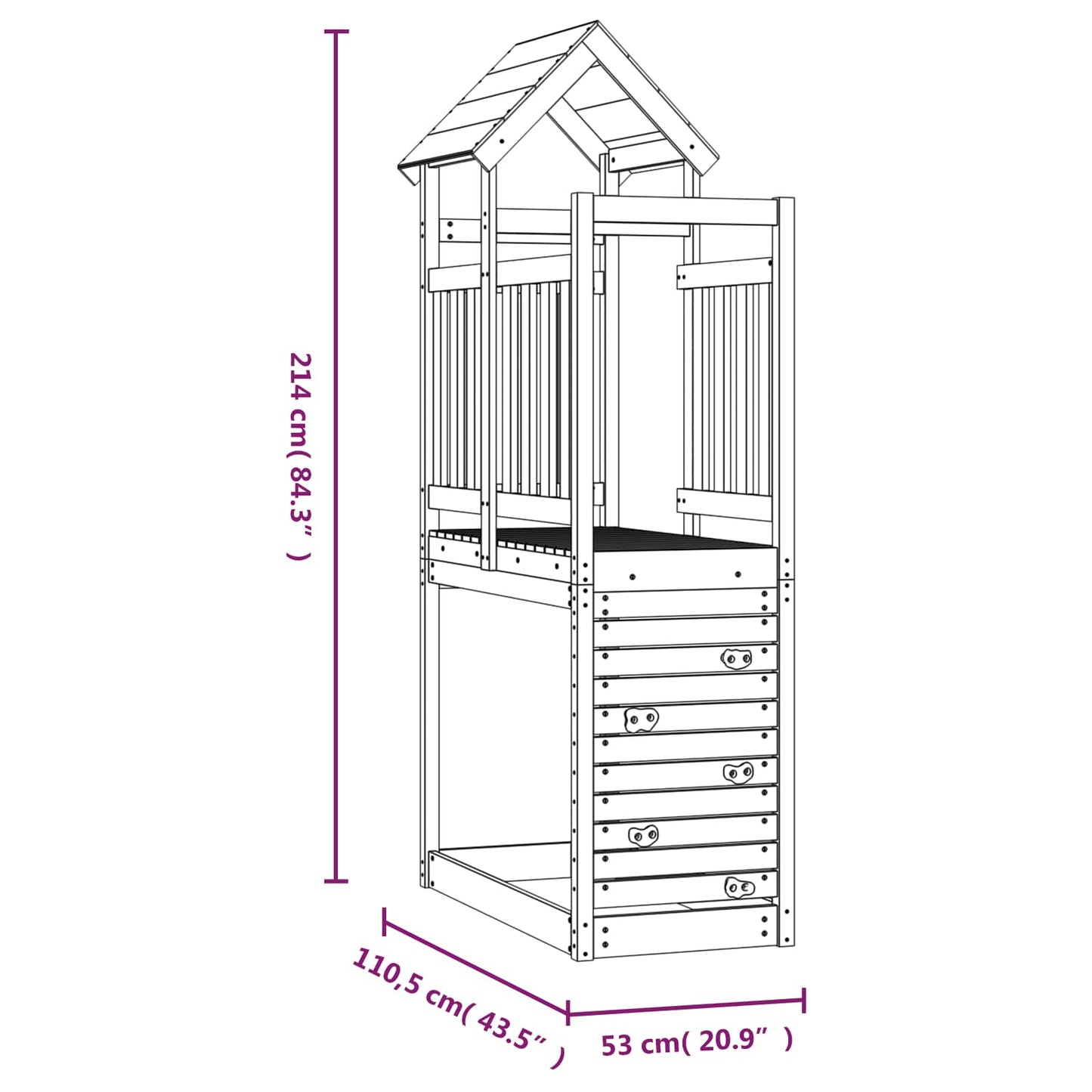 Torre da Gioco Marrone 53 x 110,5 x 214 cm Legno Douglas Solido | homemem39
