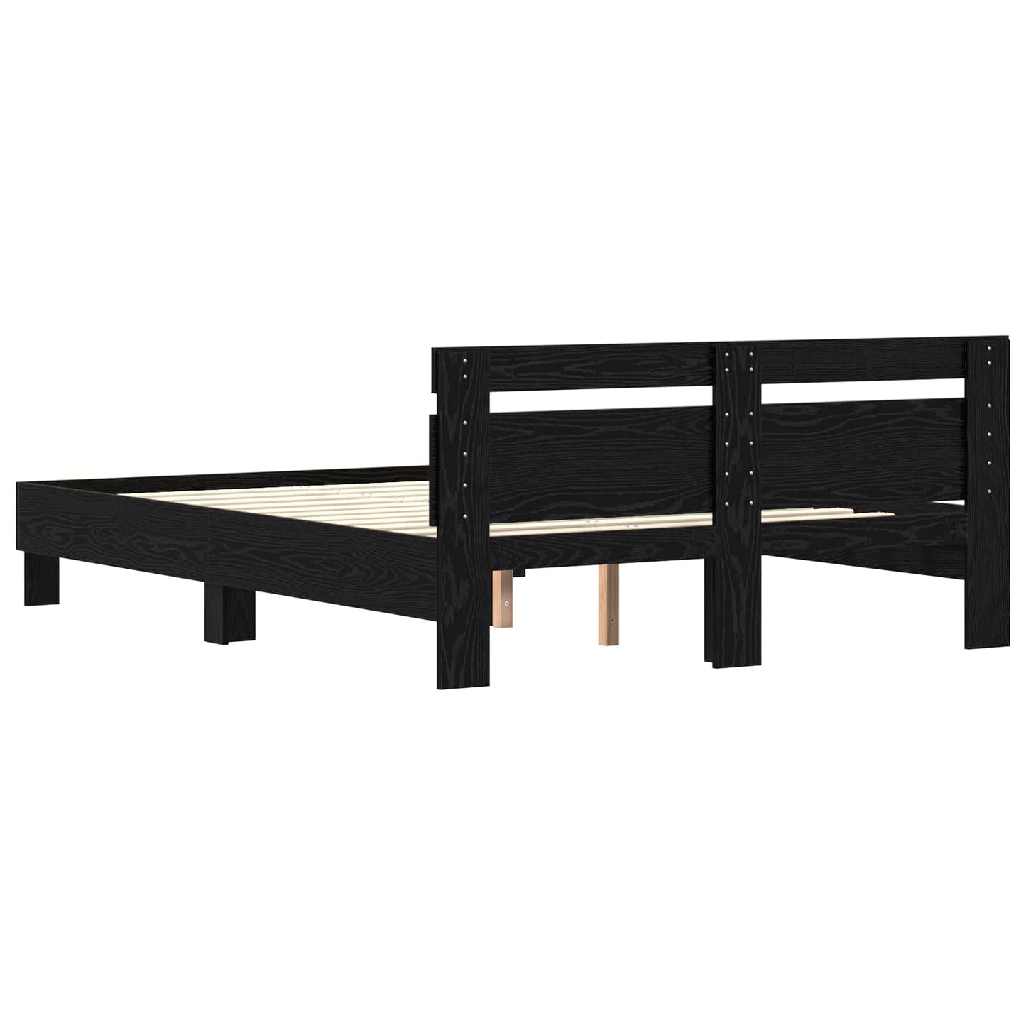 Struttura del letto Rovere Nero 160 x 200 cm Legno multistrato | homemem39