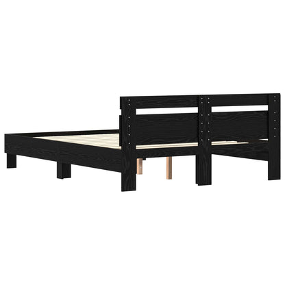 Struttura del letto Rovere Nero 160 x 200 cm Legno multistrato | homemem39