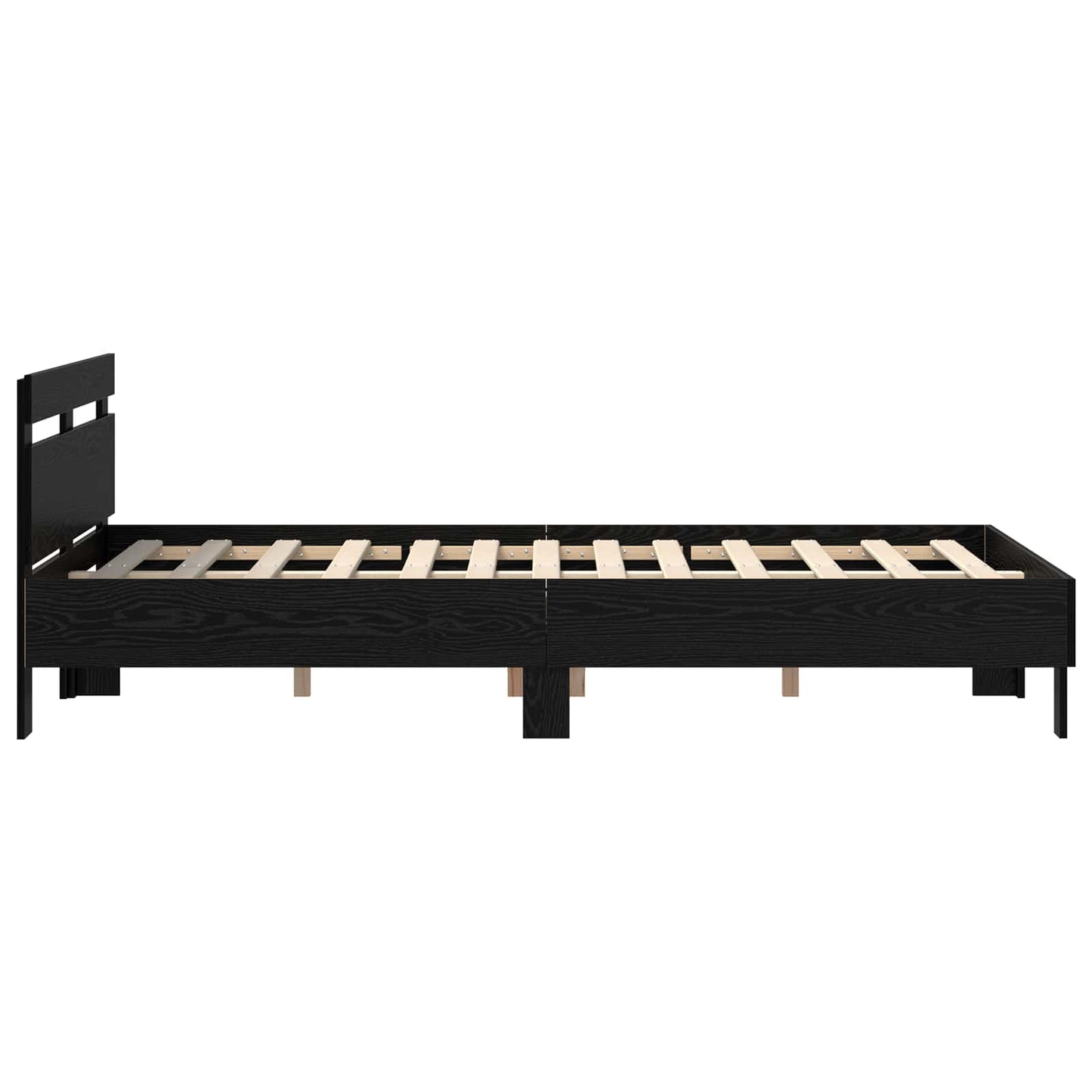 Struttura del letto Rovere Nero 160 x 200 cm Legno multistrato | homemem39