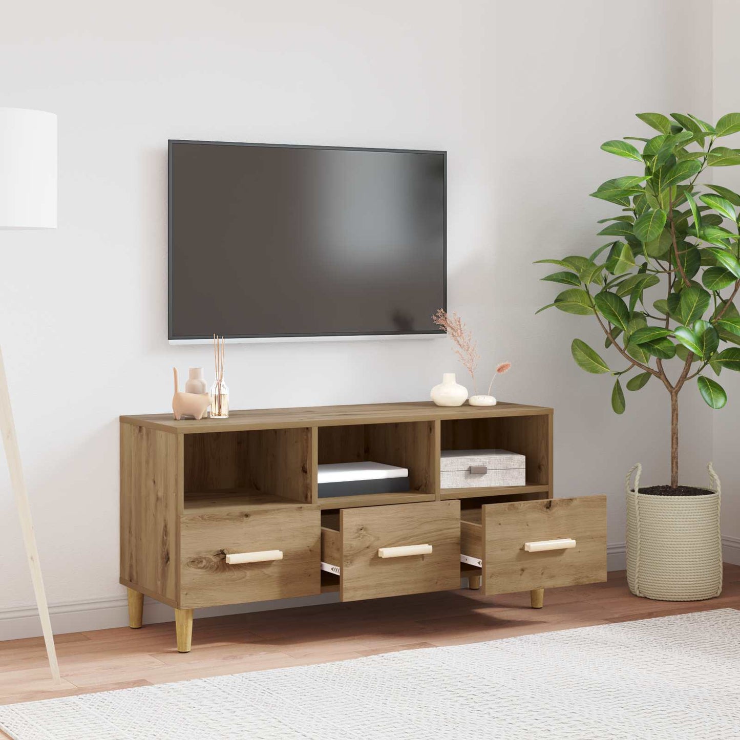 Mobile TV Rovere Artigianale 102 x 36 x 50 cm Legno multistrato | homemem39
