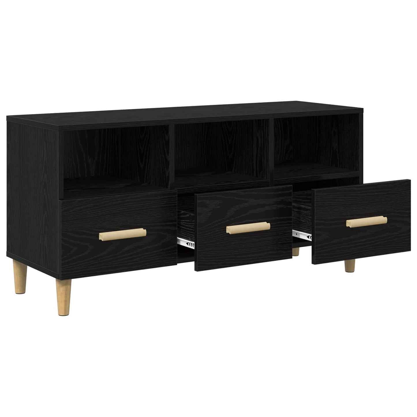 Mobile TV Rovere Nero 102 x 36 x 50 cm Legno multistrato | homemem39