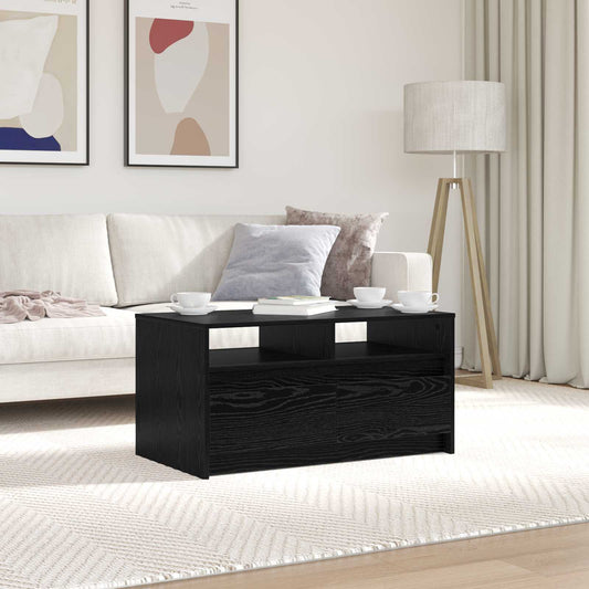 Tavolino da salotto con cassetto Rovere Nero 90 x 50 x 45 cm