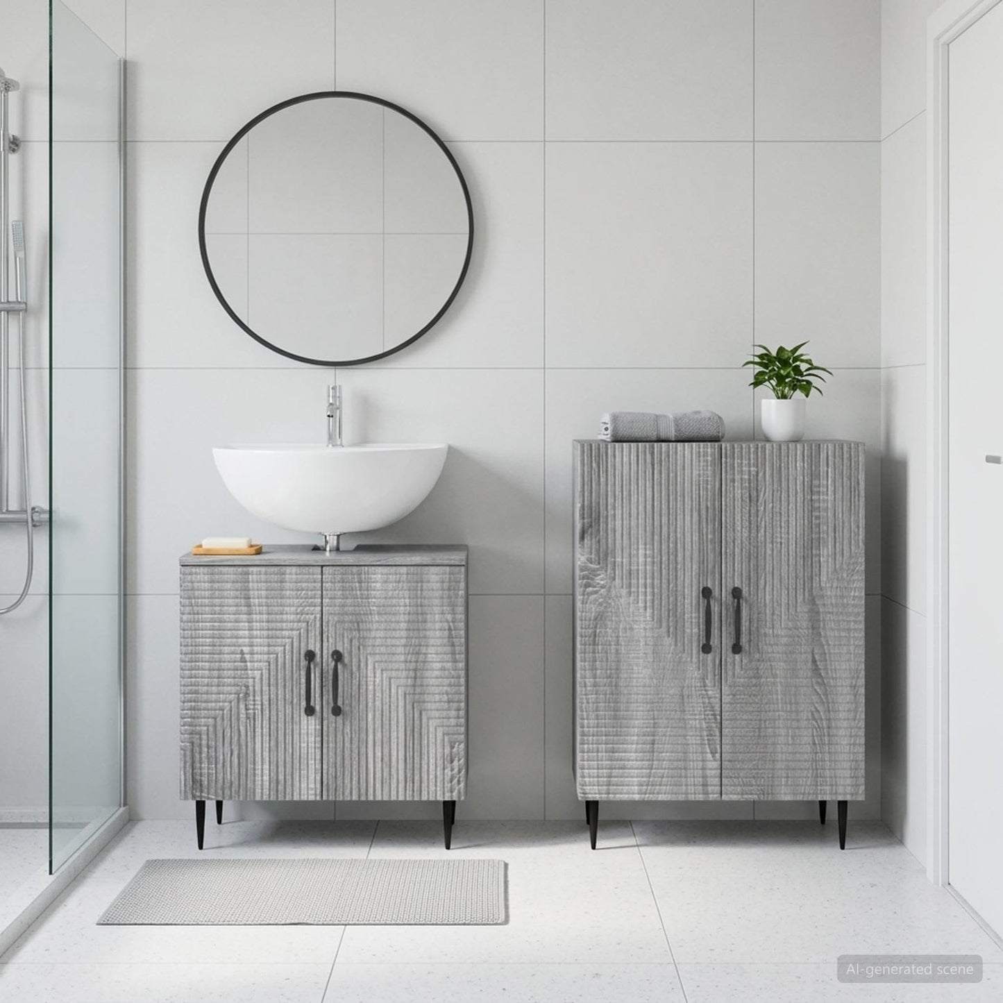 Set di Armadi da Bagno da 2 Pezzi HAARLEM Sonoma grigio