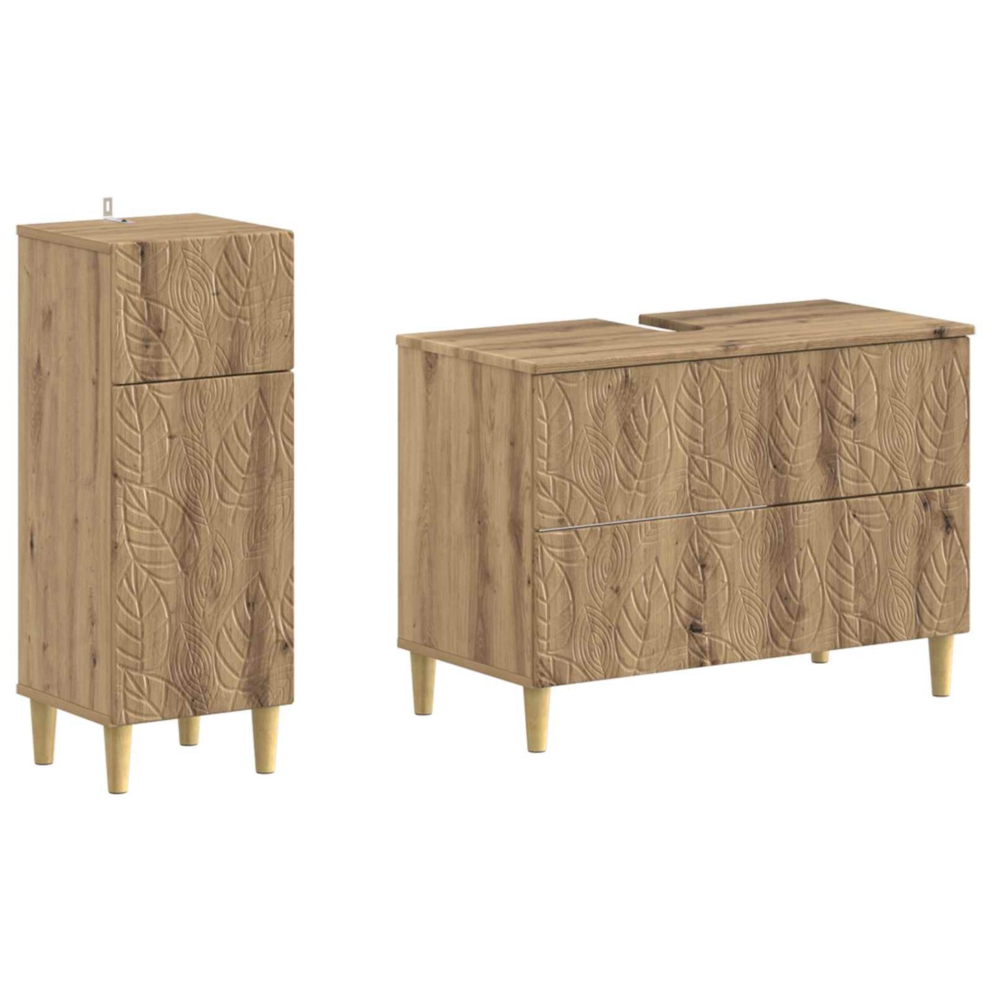 Set di Armadi da Bagno da 2 Pezzi DELFT Rovere Artigianale | homemem39