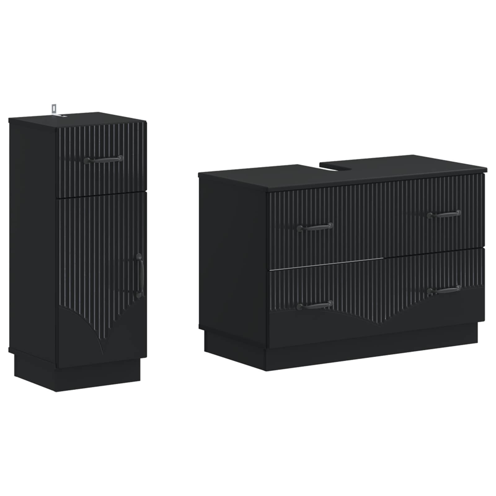 Set di Armadi da Bagno da 2 Pezzi HOORN Nero | homemem39