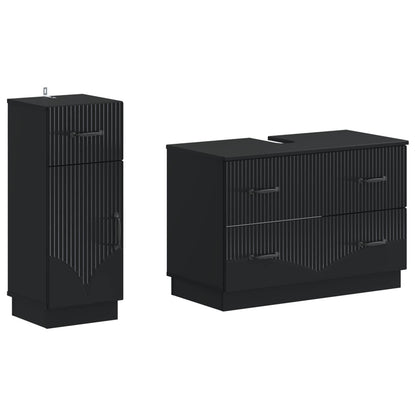 Set di Armadi da Bagno da 2 Pezzi HOORN Nero | homemem39
