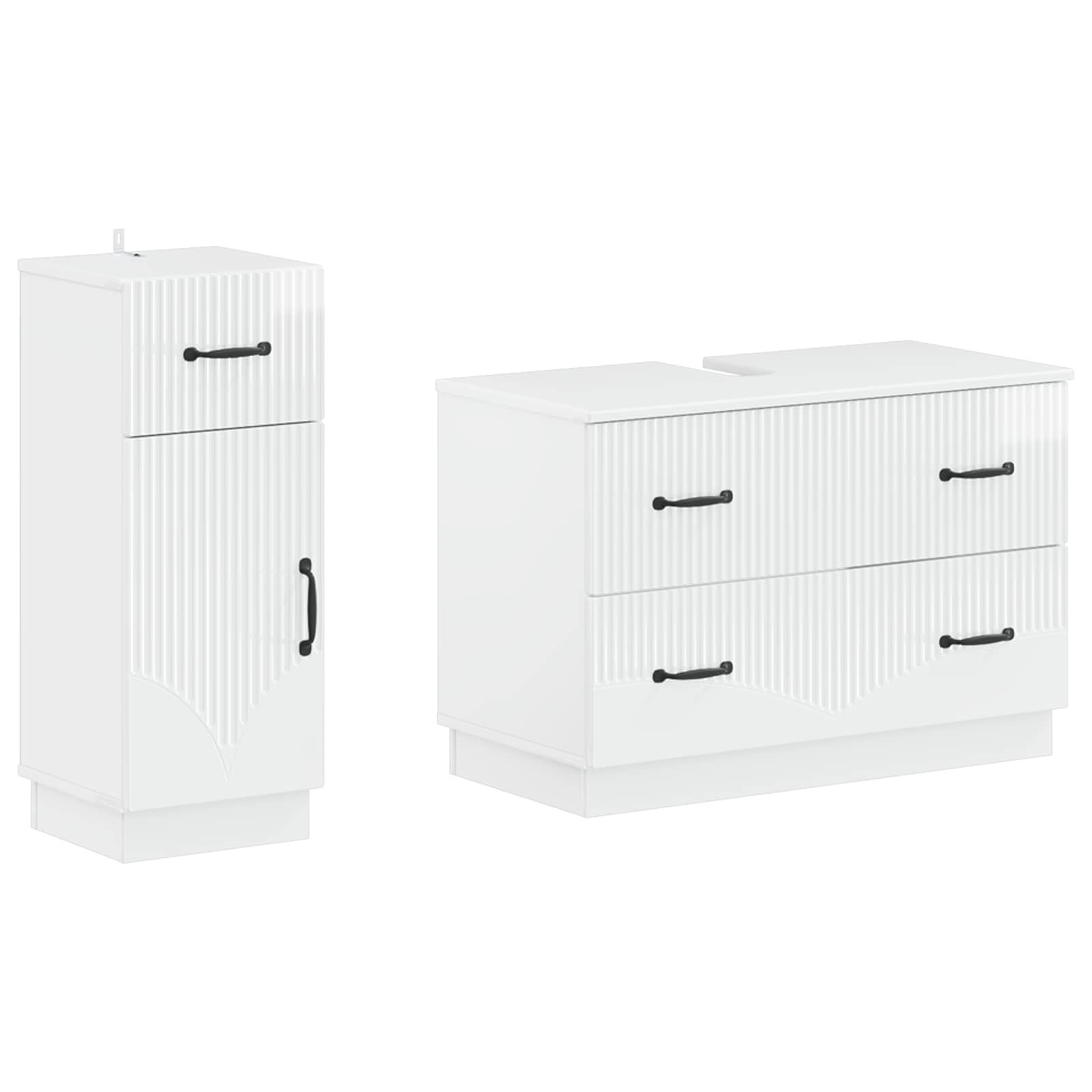 Set di Armadi da Bagno da 2 Pezzi HOORN Bianco Lucido | homemem39