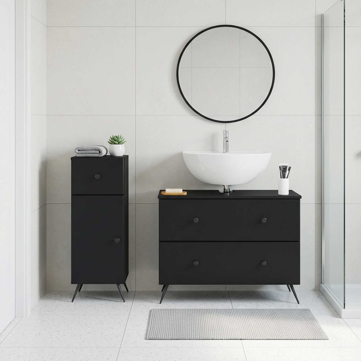 Set di Armadi da Bagno da 2 Pezzi BREDA Nero
