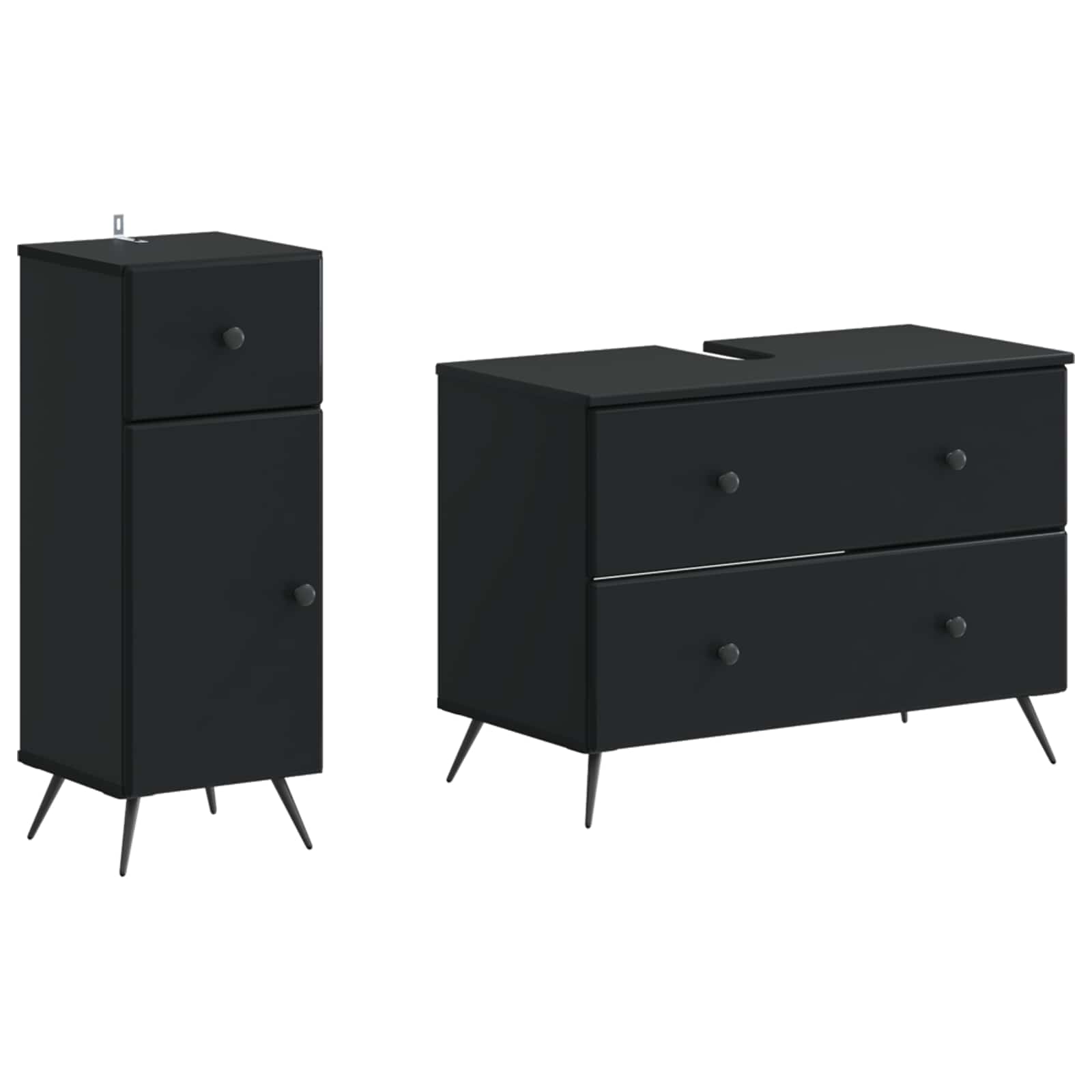 Set di Armadi da Bagno da 2 Pezzi BREDA Nero | homemem39