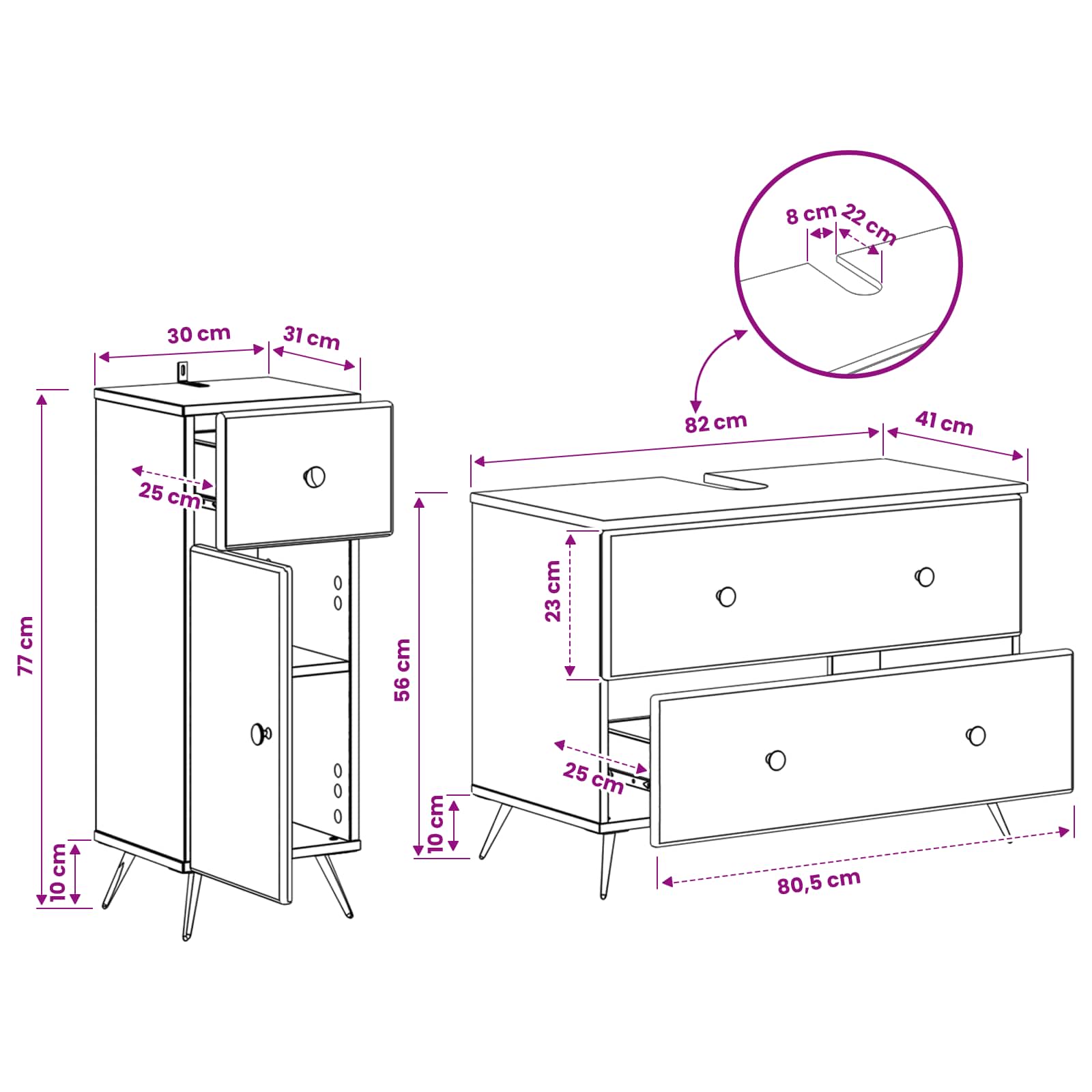 Set di Armadi da Bagno da 2 Pezzi BREDA Rovere Sonoma | homemem39
