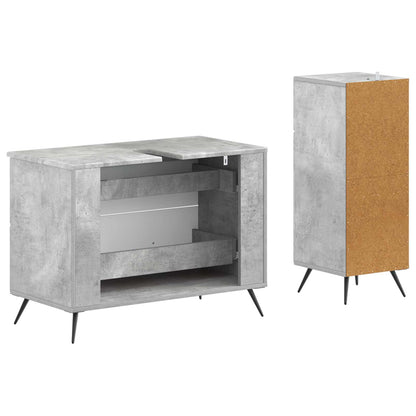 Set di Armadi da Bagno da 2 Pezzi BREDA Grigio Cemento | homemem39