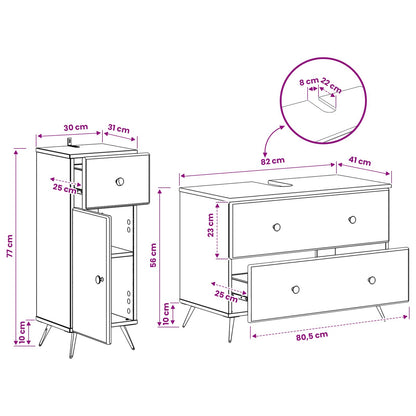 Set di Armadi da Bagno da 2 Pezzi BREDA Grigio Cemento | homemem39