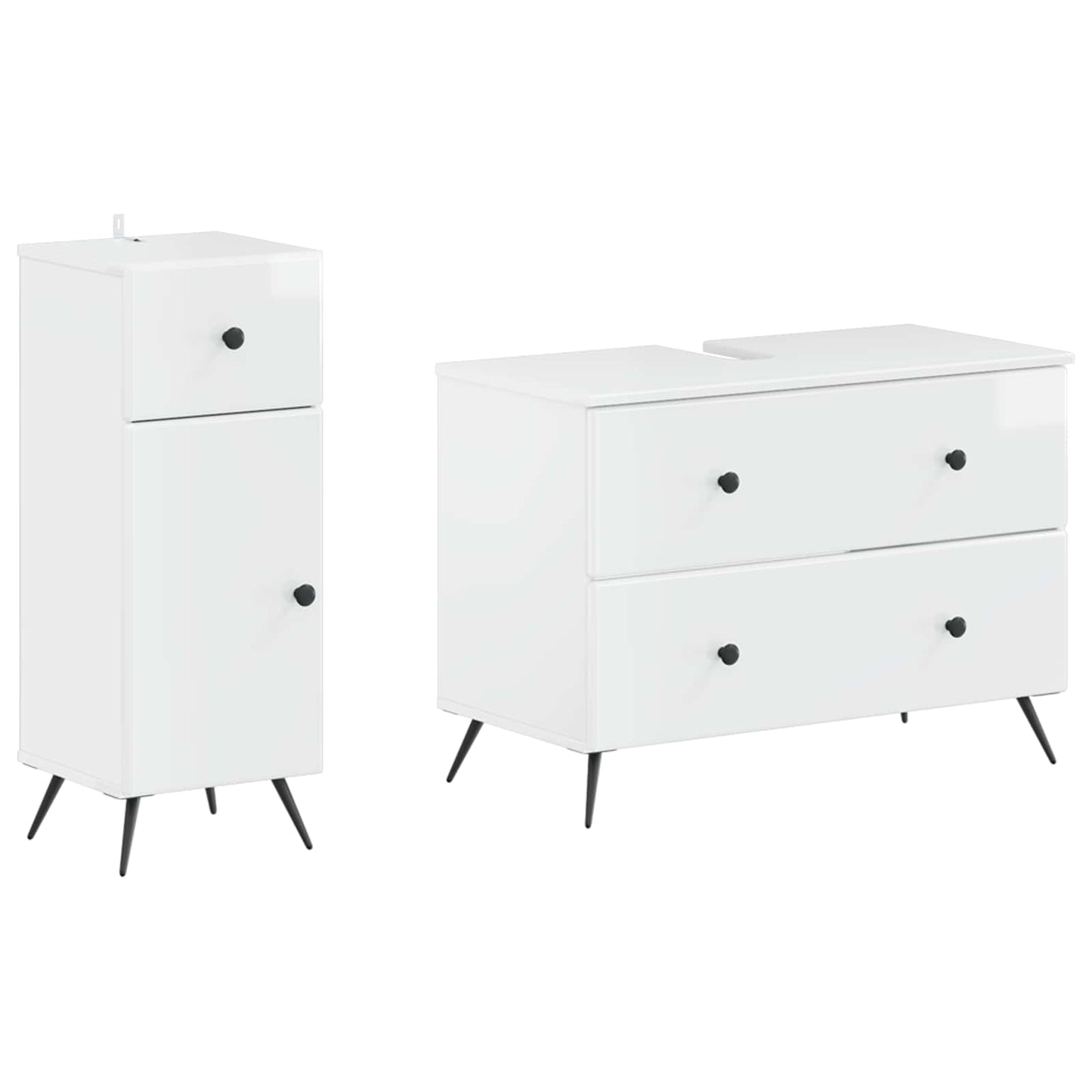 Set di Armadi da Bagno da 2 Pezzi BREDA Bianco Lucido | homemem39