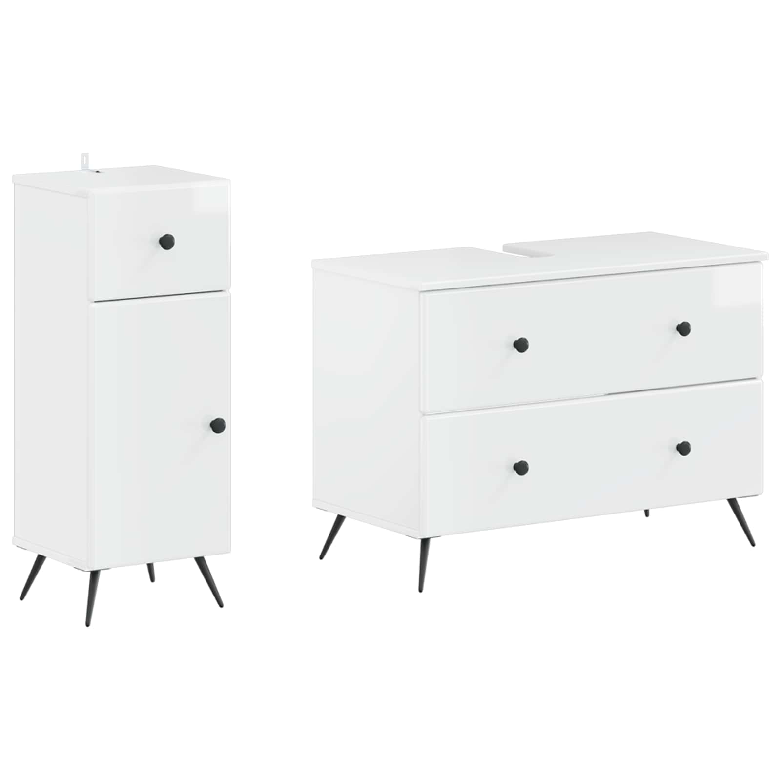Set di Armadi da Bagno da 2 Pezzi BREDA Bianco Lucido | homemem39