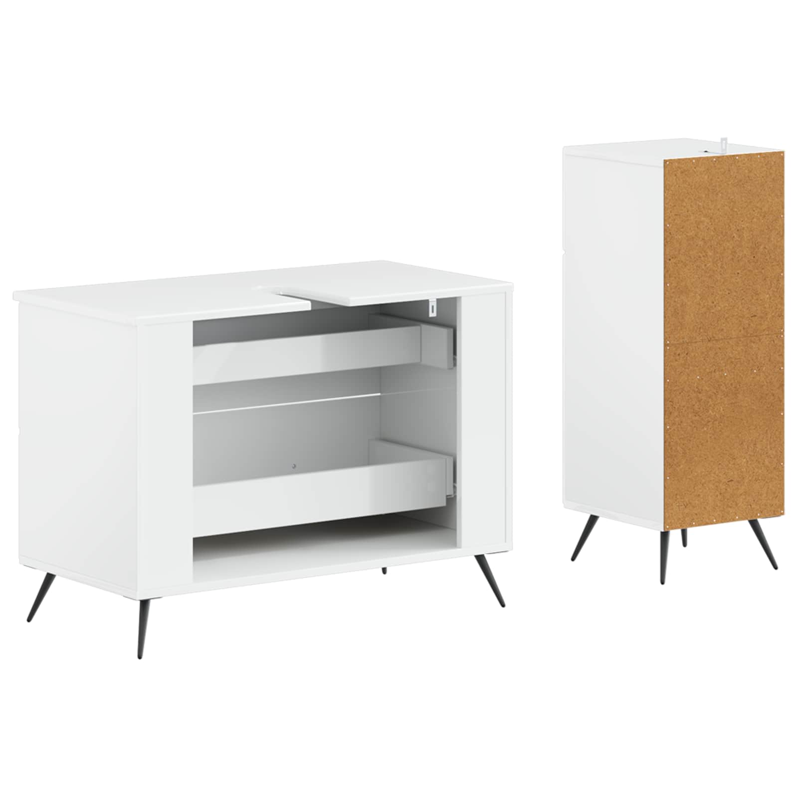Set di Armadi da Bagno da 2 Pezzi BREDA Bianco Lucido | homemem39