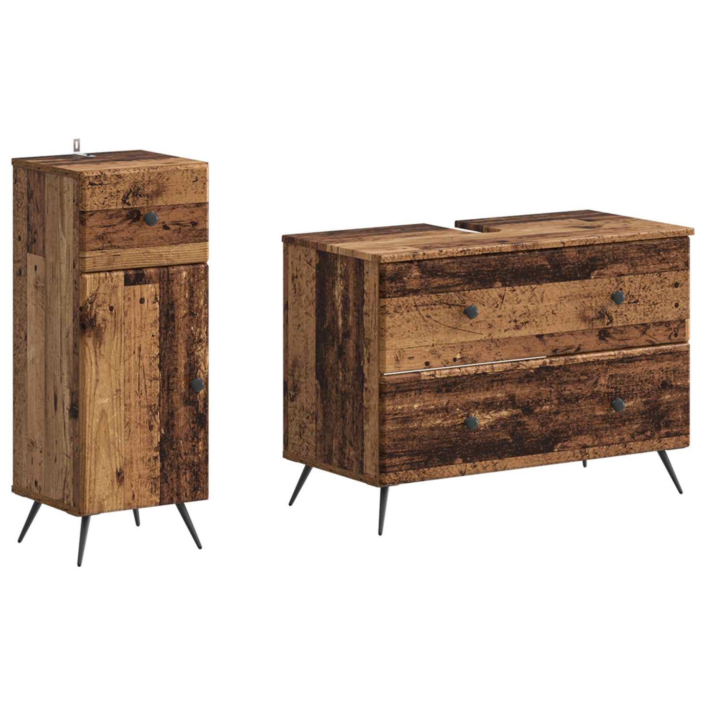 Set di Armadi da Bagno da 2 Pezzi BREDA Legno antico
