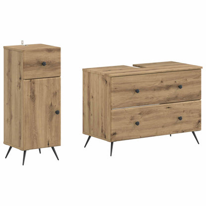 Set di Armadi da Bagno da 2 Pezzi BREDA Rovere Artigianale | homemem39