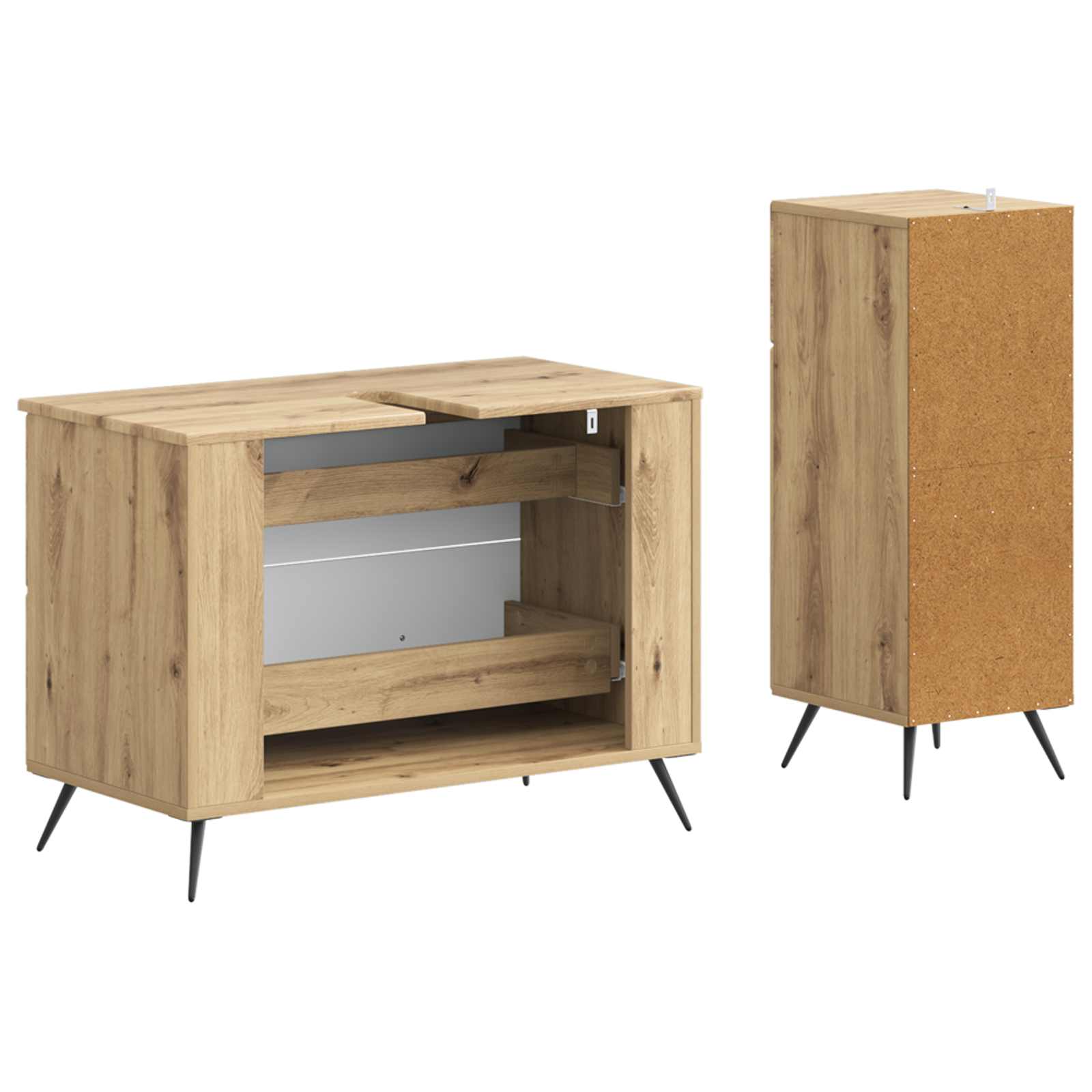 Set di Armadi da Bagno da 2 Pezzi BREDA Rovere Artigianale | homemem39