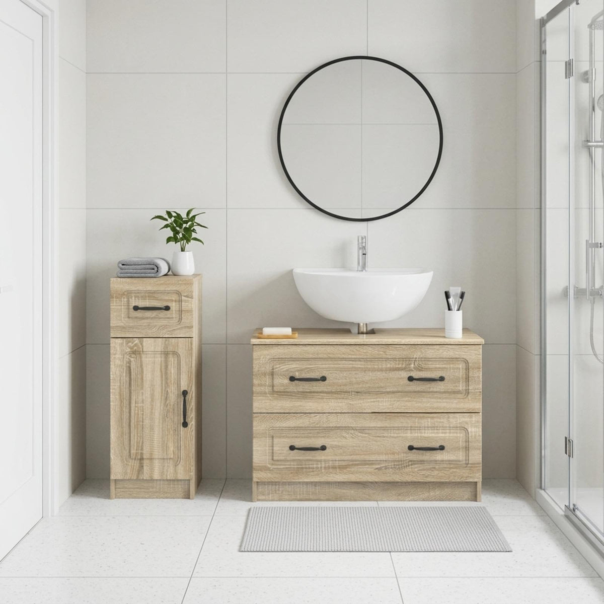 Set di Armadi da Bagno da 2 Pezzi UTRECHT Rovere Sonoma