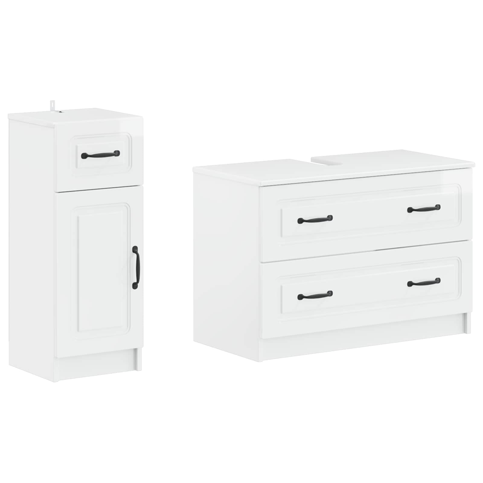 Set di Armadi da Bagno da 2 Pezzi UTRECHT Bianco Lucido | homemem39