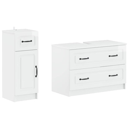 Set di Armadi da Bagno da 2 Pezzi UTRECHT Bianco Lucido | homemem39