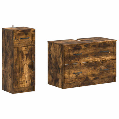 Set di Armadi da Bagno da 2 Pezzi UTRECHT Rovere Fumo | homemem39