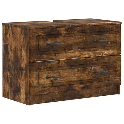 Set di Armadi da Bagno da 2 Pezzi UTRECHT Rovere Fumo | homemem39