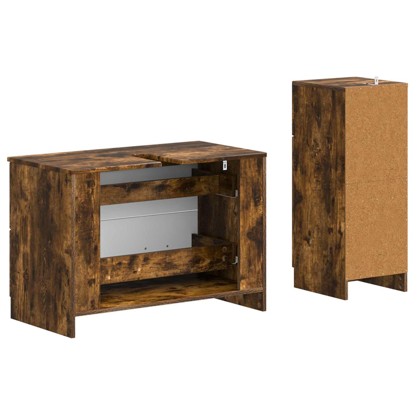 Set di Armadi da Bagno da 2 Pezzi UTRECHT Rovere Fumo | homemem39