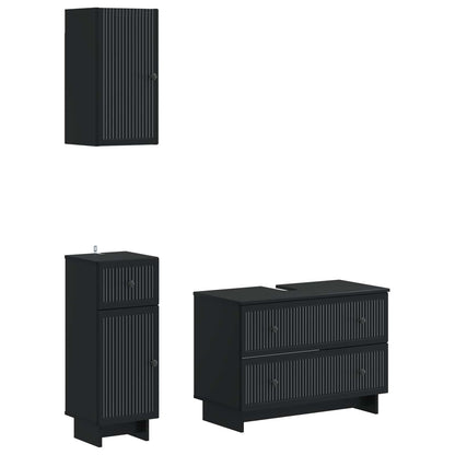 Set di armadietti da bagno in 3 pezzi EDE Nero