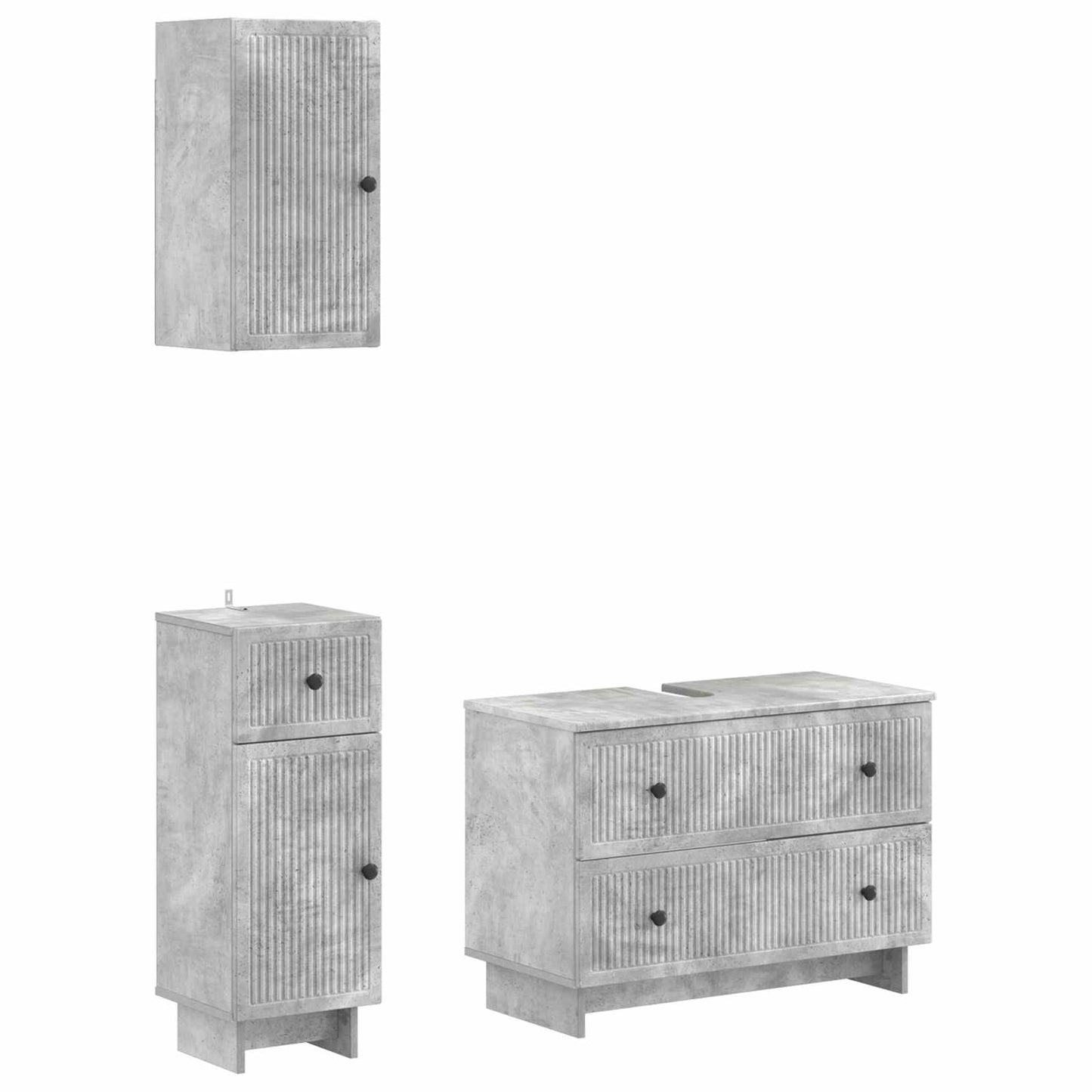 Set di armadietti da bagno in 3 pezzi EDE Grigio Cemento
