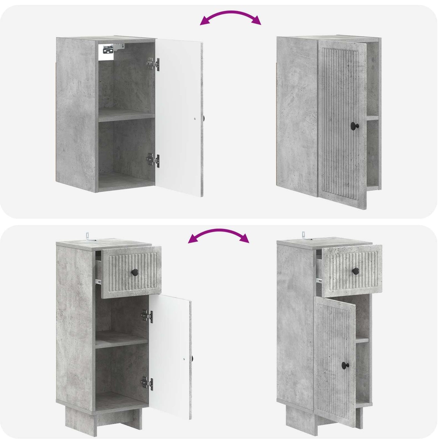Set di armadietti da bagno in 3 pezzi EDE Grigio Cemento