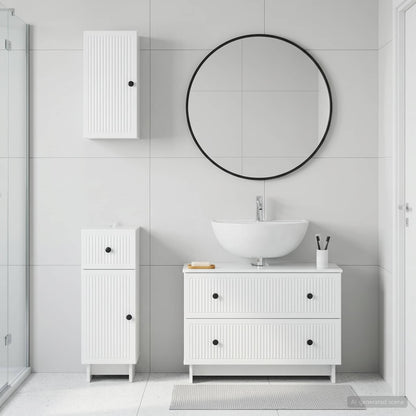 Set di armadietti da bagno in 3 pezzi EDE Bianco Lucido