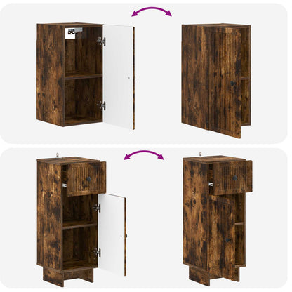 Set di armadietti da bagno in 3 pezzi EDE Rovere Fumo