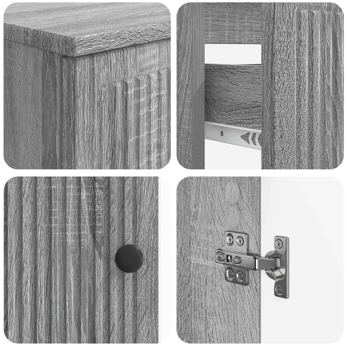 Set di armadietti da bagno in 3 pezzi EDE Sonoma grigio