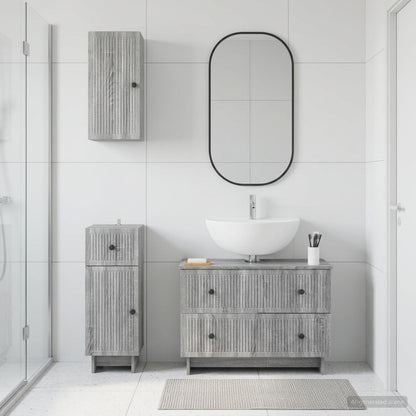 Set di armadietti da bagno in 3 pezzi EDE Sonoma grigio