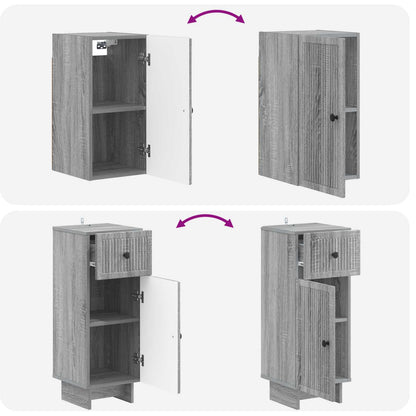 Set di armadietti da bagno in 3 pezzi EDE Sonoma grigio