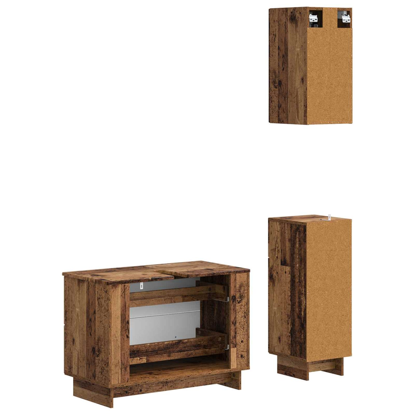 Set di armadietti da bagno in 3 pezzi EDE Legno antico