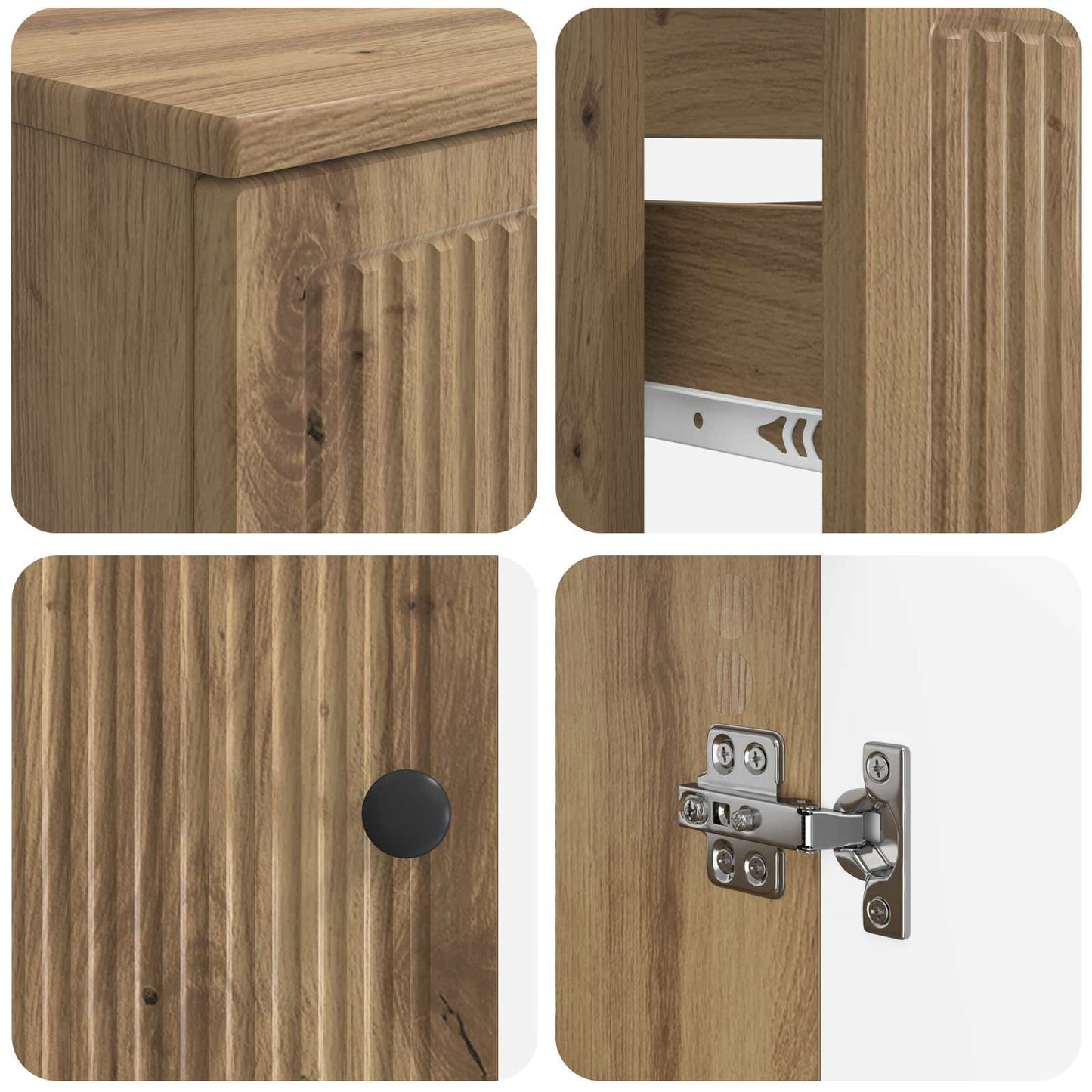 Set di armadietti da bagno in 3 pezzi EDE Rovere Artigianale