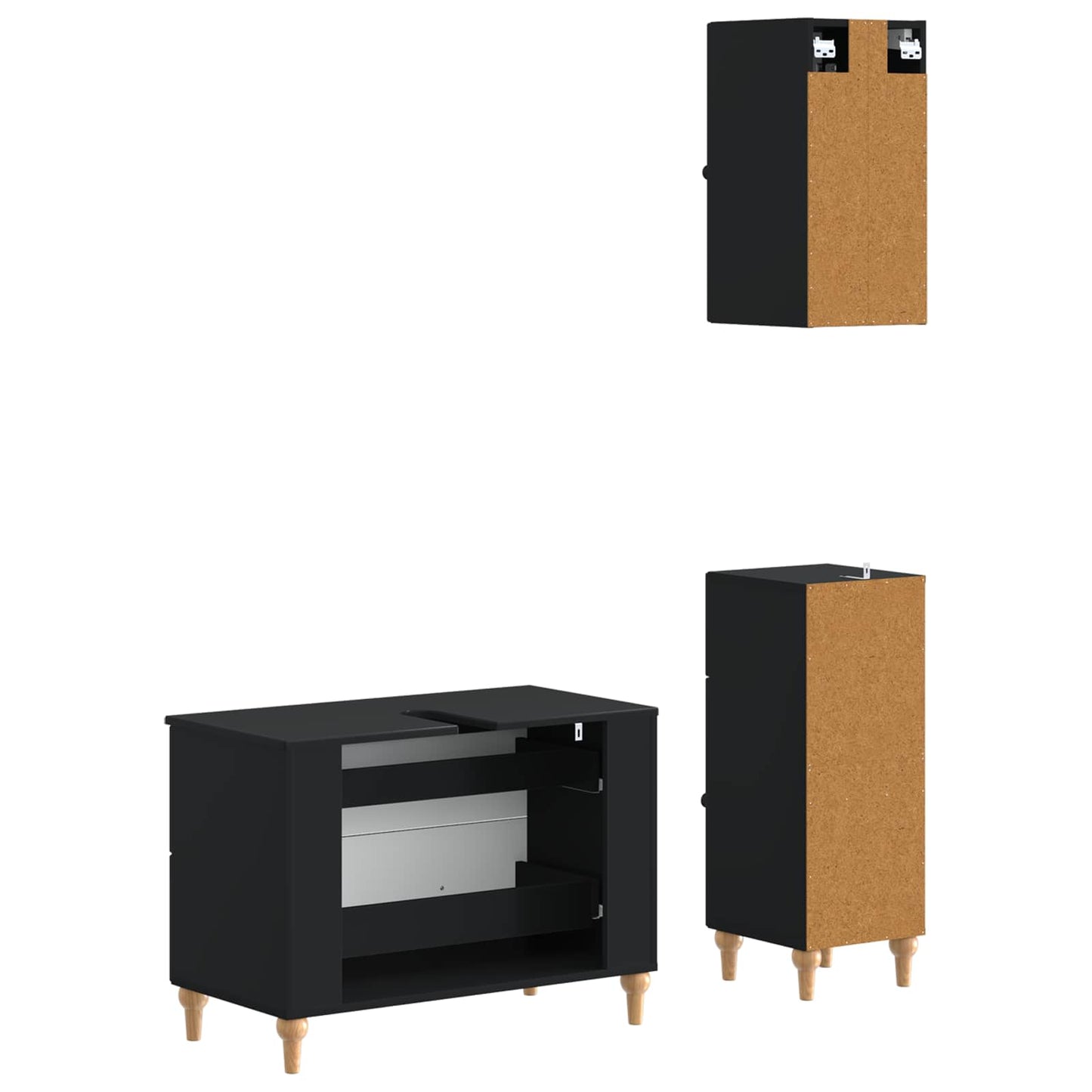 Set di armadietti da bagno in 3 pezzi ALKMAAR Nero