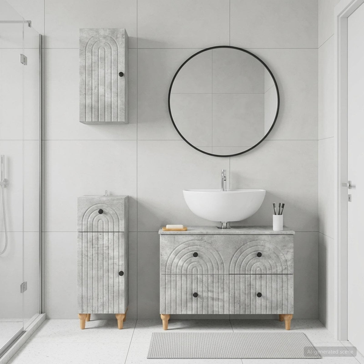 Set di armadietti da bagno in 3 pezzi ALKMAAR Grigio Cemento