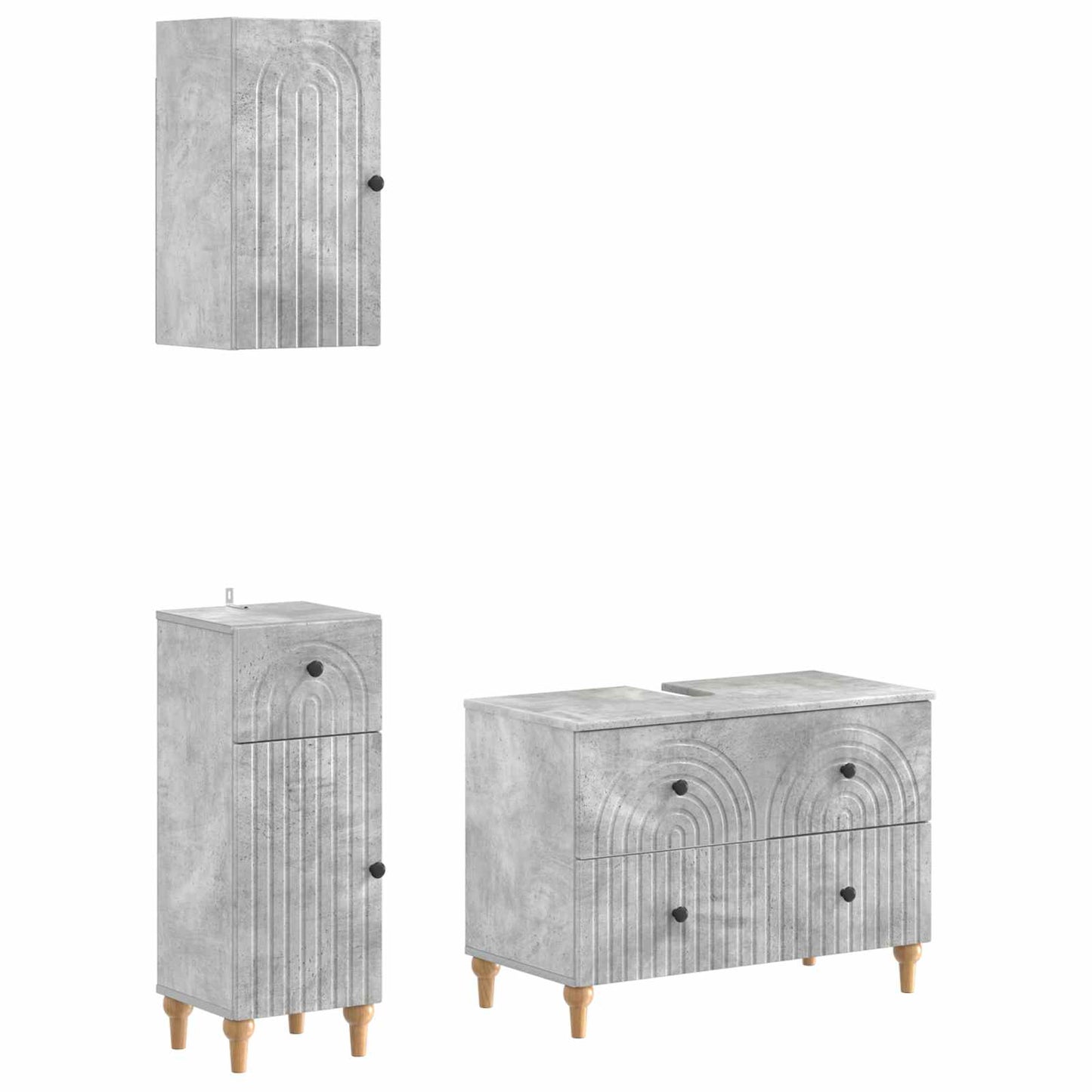 Set di armadietti da bagno in 3 pezzi ALKMAAR Grigio Cemento