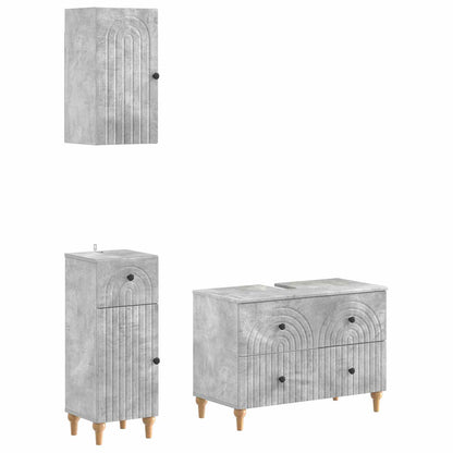 Set di armadietti da bagno in 3 pezzi ALKMAAR Grigio Cemento