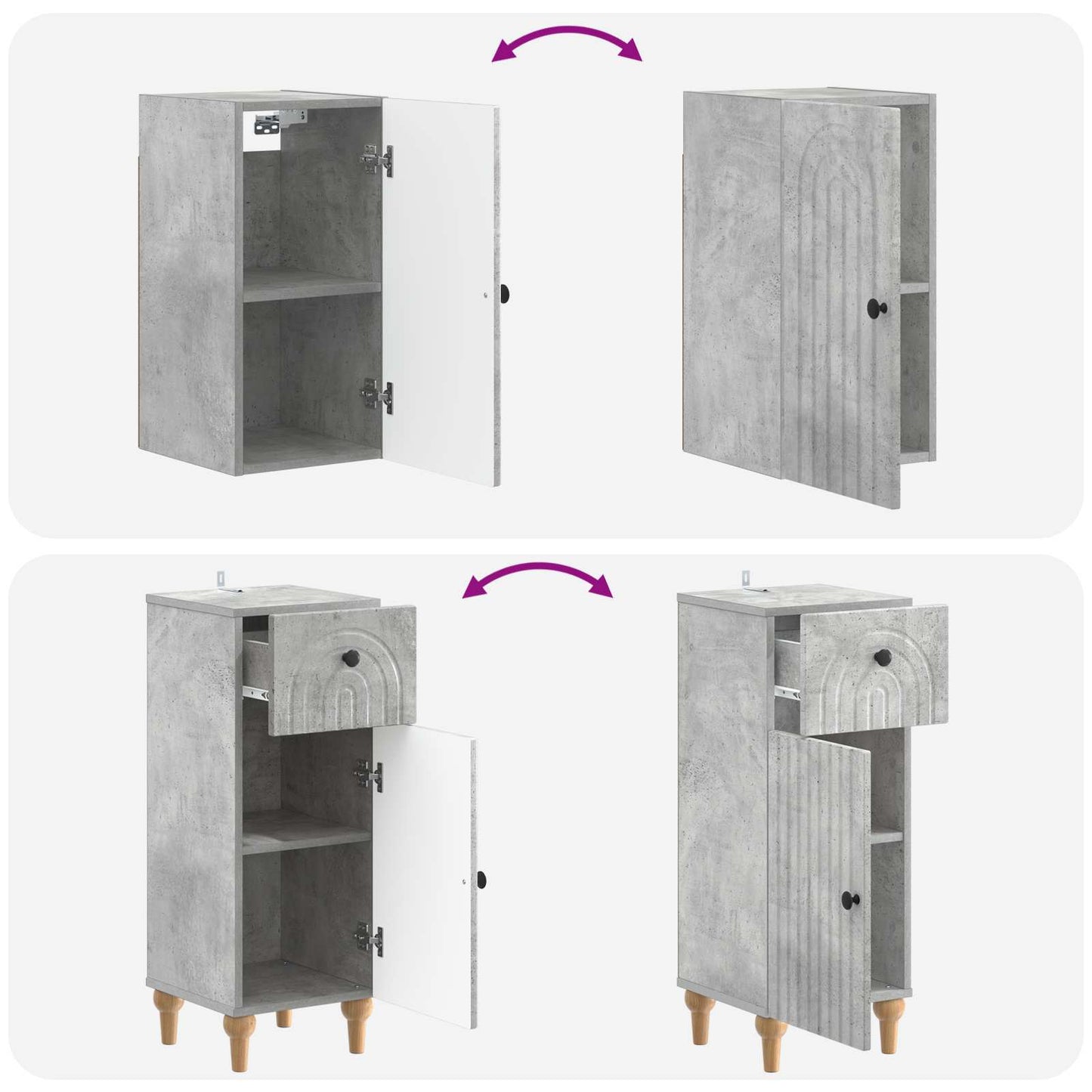 Set di armadietti da bagno in 3 pezzi ALKMAAR Grigio Cemento