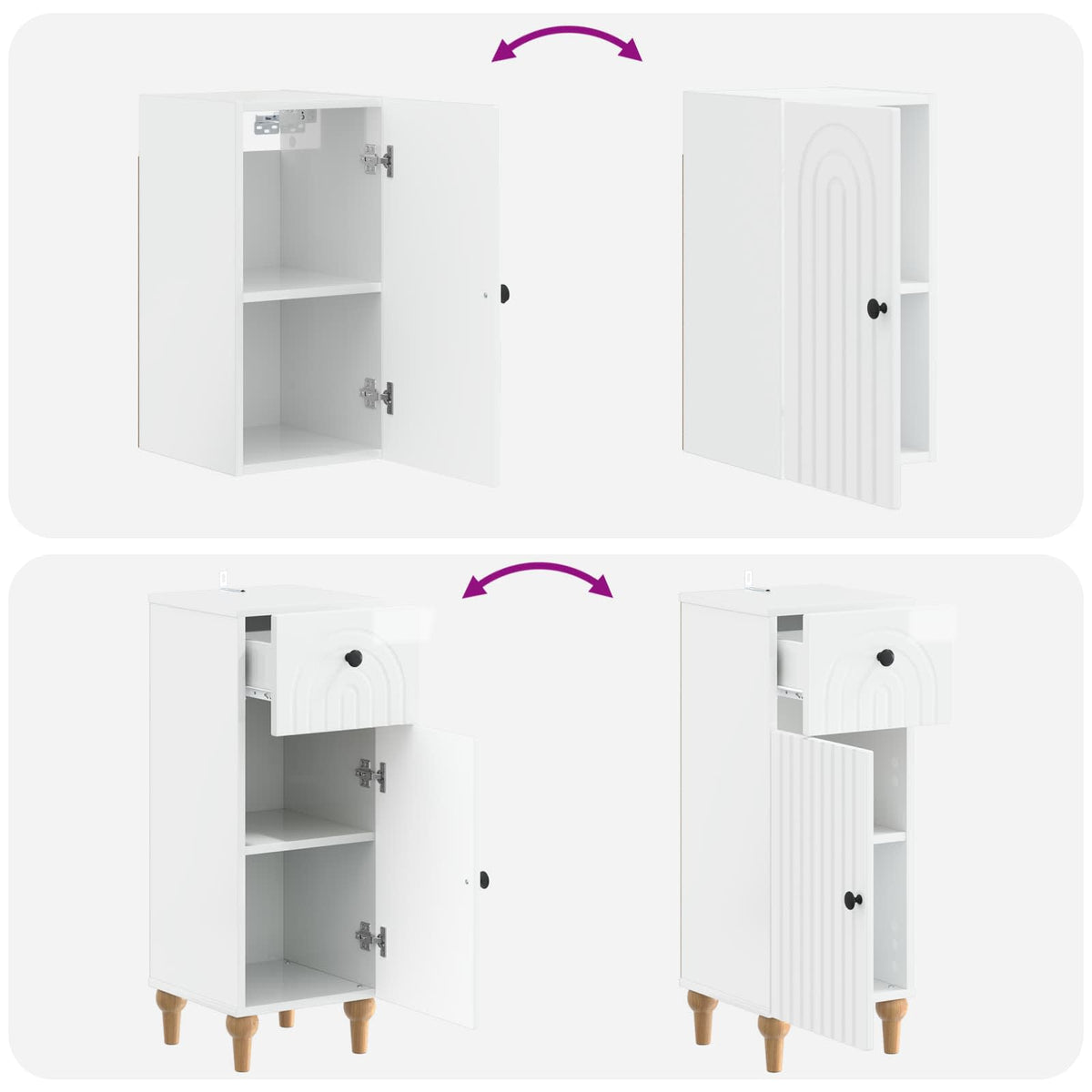 Set di armadietti da bagno in 3 pezzi ALKMAAR Bianco Lucido
